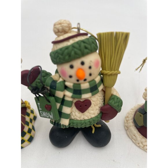 Set Of 5 Handmade Clay Holiday Ornaments With Snowman & Angel Designs Includes G - Picture 9 of 15